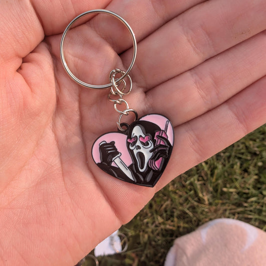 Porte clés SCREAM coeur rose